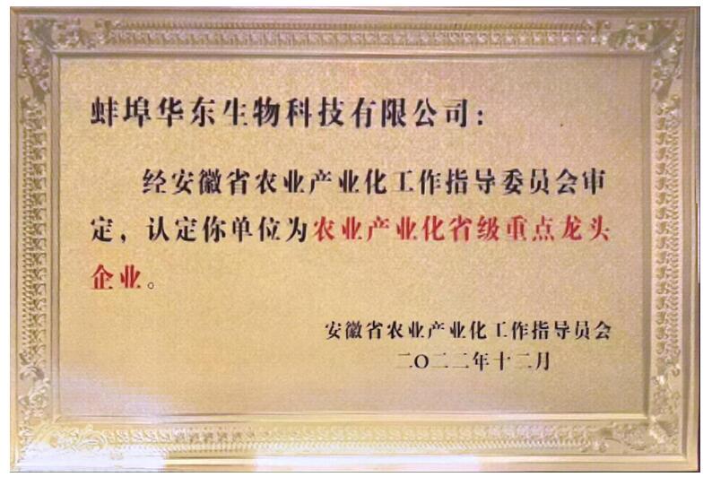 2022年獲得重點(diǎn)龍頭企業(yè)榮譽(yù)稱(chēng)號省級